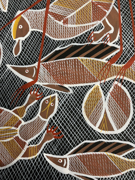 #73  Billabong Dreaming - EDDIE BLITNER Aboriginal Art:  63cm x 71cm