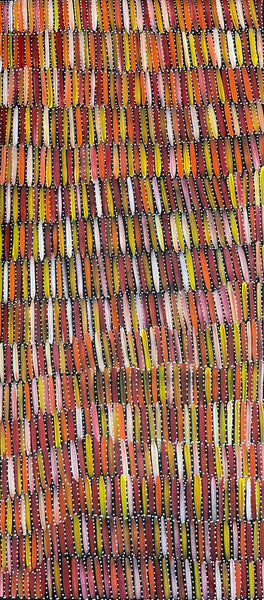 #109 Seeded Bush Yams (Sunset) - SELINA NUMINA Aboriginal Art:  65cm x 140cm