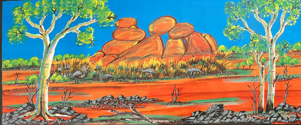 #162 The Devil's Marbles (Kulu Kulu) - REGGIE SULTAN Desert Art: 89cm x 38cm