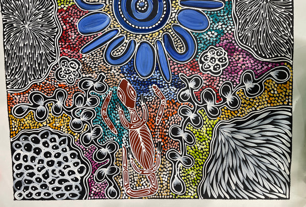 #16 My Country Dreaming (Blue/Multi) - SHARON NUMINA : Aboriginal Art: 70x91cm