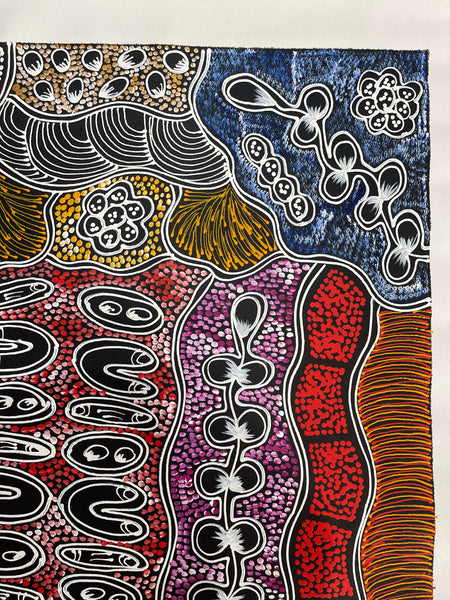 #34 My Country Dreaming (Red/Multi) - SHARON NUMINA : Aboriginal Art: 70x90cm