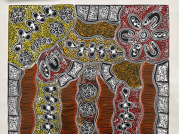 #275 My Country Dreaming (Orange/Multi) - SHARON NUMINA : Aboriginal Art: 69x92cm