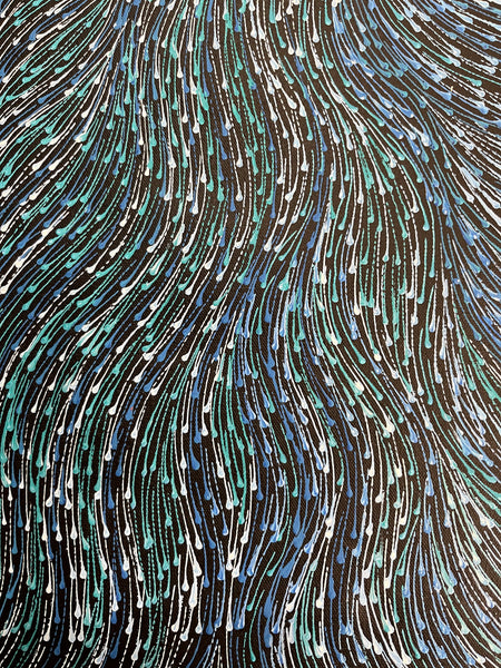 #42 Bush Medicine Seeds (Blues) - SHARON NUMINA Aboriginal Art: 33cm x 96cm
