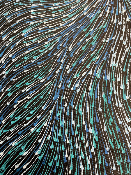 #42 Bush Medicine Seeds (Blues) - SHARON NUMINA Aboriginal Art: 33cm x 96cm