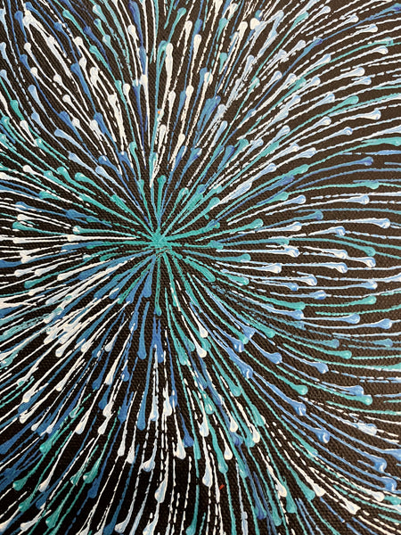 #42 Bush Medicine Seeds (Blues) - SHARON NUMINA Aboriginal Art: 33cm x 96cm