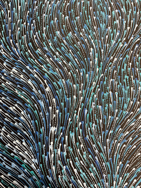 #42 Bush Medicine Seeds (Blues) - SHARON NUMINA Aboriginal Art: 33cm x 96cm