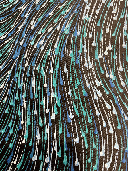 #42 Bush Medicine Seeds (Blues) - SHARON NUMINA Aboriginal Art: 33cm x 96cm