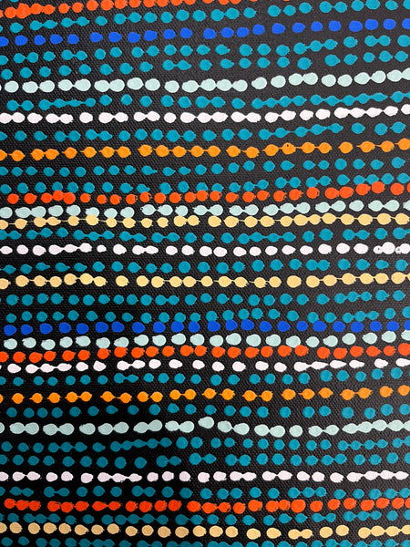 #295 Brown Dingo Tracks (multi) - SHARON NUMINA Aboriginal Art:  34cm x 96cm