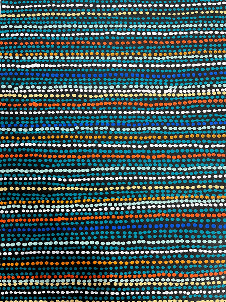 #295 Brown Dingo Tracks (multi) - SHARON NUMINA Aboriginal Art:  34cm x 96cm