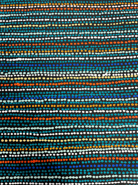 #295 Brown Dingo Tracks (multi) - SHARON NUMINA Aboriginal Art:  34cm x 96cm