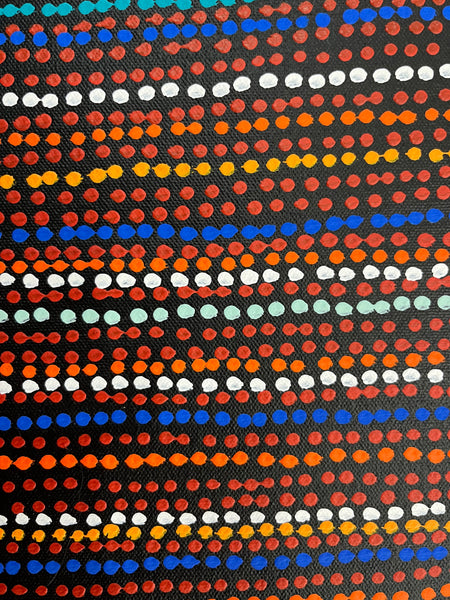 #21 Brown Dingo Tracks (multi) - SHARON NUMINA Aboriginal Art:  34cm x 96cm