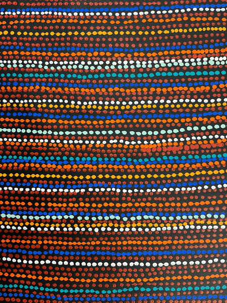 #21 Brown Dingo Tracks (multi) - SHARON NUMINA Aboriginal Art:  34cm x 96cm