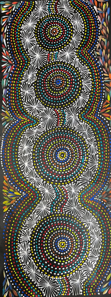 #399 Waterholes & Bush Medicine Leaves (Multi) - SELINA NUMINA Aboriginal Art:  44cm x 111cm (Copy)