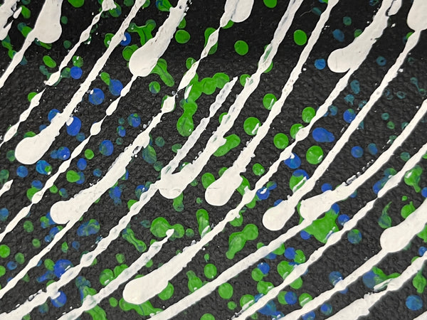 #340 Bush Medicine Seeds (Green/Blues/White) - SHARON NUMINA : Aboriginal Art: 43x53cm