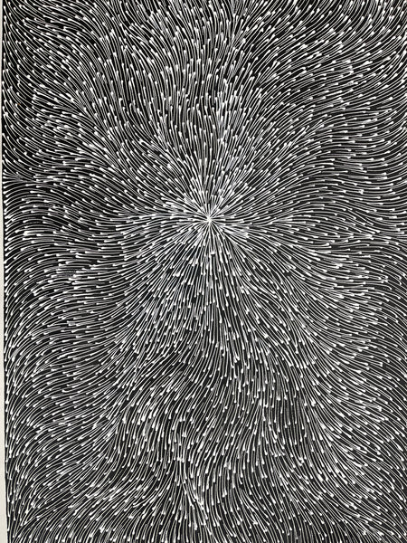 #342 Bush Medicine Seeds (Black/White) - SHARON NUMINA : Aboriginal Art: 145x86cm