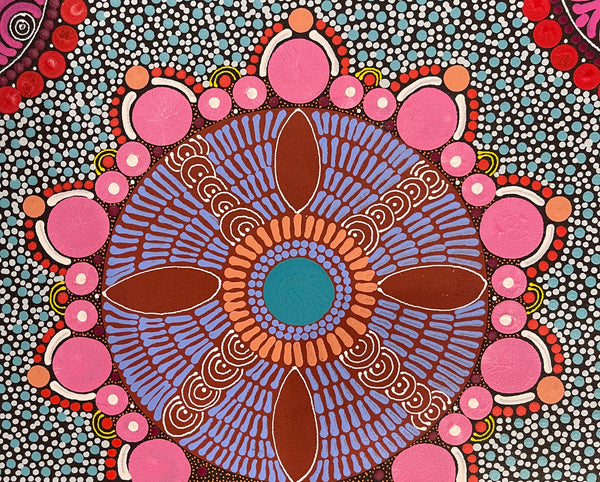 #308 ALIARA BIRD After the Rain (Multi) : Aboriginal Art: 88x91cm