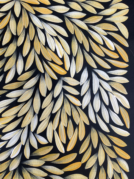 #343 Bush Medicine Leaves (Yellow) - JACINTA NUMINA : Aboriginal Art: 95x51cm