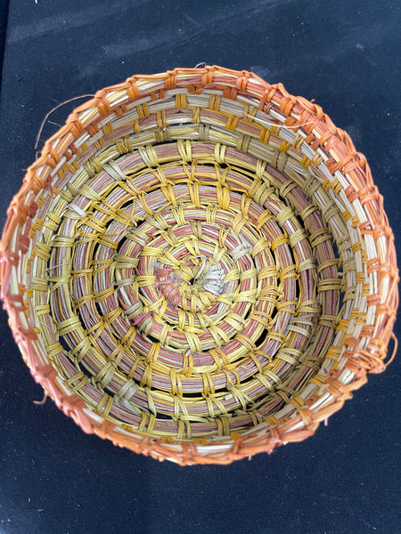 #357 Pandanus Basket - LINDA GANYILA - Aboriginal Art: 14x14x6cm
