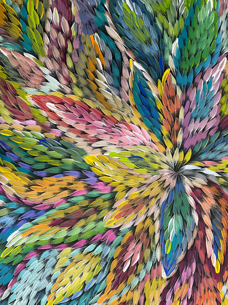 #8 Bush Medicine Leaves (Multi) - CAROLINE NUMINA Aboriginal Art:  75cm x 93cm