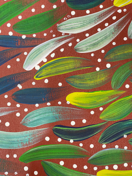 #358 Bush Medicine Seeds & Leaves - SABINA GOREY : ABORIGINAL ART: 85x145cm