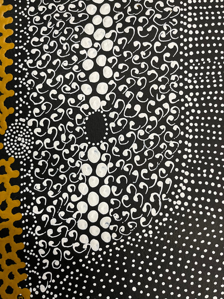 #254 Water Dreaming Ngapa (Earth) JANET LONG NAKAMARRA Aboriginal Art: 88cm x 93cm