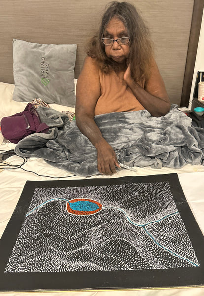 #287 Waterhole, Soakage & Sandhills  ANNA PETYARRE: Aboriginal Art:  52cm x 36cm