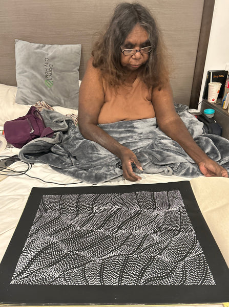#81 Soakage & Sandhills  ANNA PETYARRE: Aboriginal Art:  52cm x 36cm