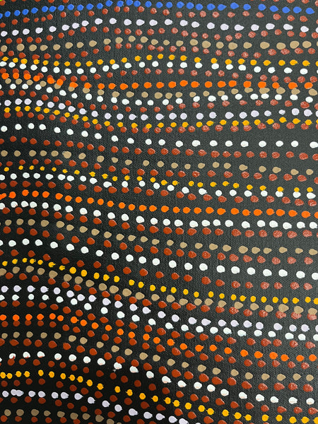 #126 Brown Dingo Dreaming (Desert Reds) - LANITA NUMINA Aboriginal Art:  44cm x 156cm