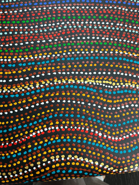 #126 Brown Dingo Dreaming (Desert Reds) - LANITA NUMINA Aboriginal Art:  44cm x 156cm