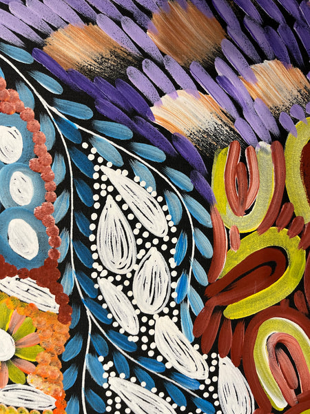 #116 Women's Ceremony (multi) - KAREN BIRD NGALE Aboriginal Art:  71cm x 93cm
