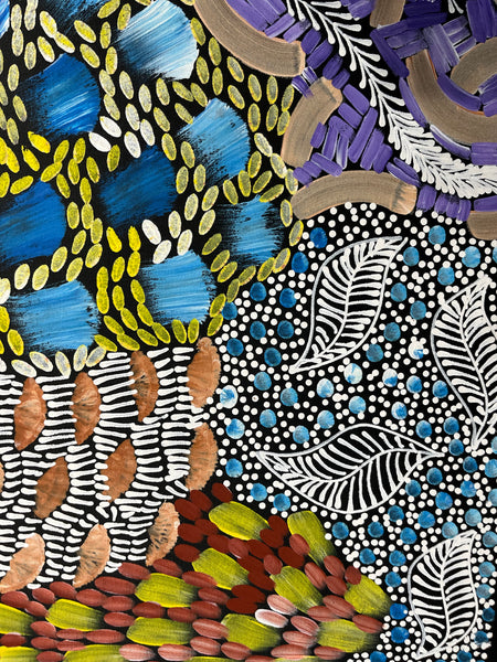 #116 Women's Ceremony (multi) - KAREN BIRD NGALE Aboriginal Art:  71cm x 93cm