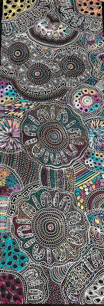 #264 Women Collecting Bush Tucker (Multi)- SELINA NUMINA Aboriginal Art:  68cm x 191cm