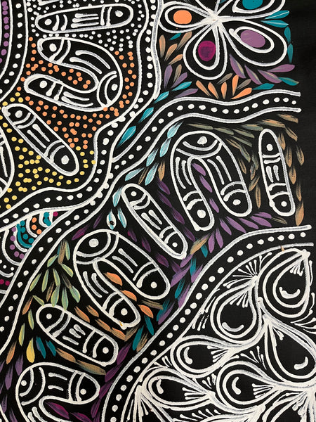 #264 Women Collecting Bush Tucker (Multi)- SELINA NUMINA Aboriginal Art:  68cm x 191cm