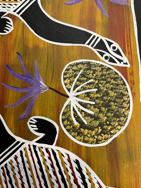 #68 Turtle Dreaming (Earth) - CHRISTINE BURARRWANGA Aboriginal Art:  50cm x 90cm