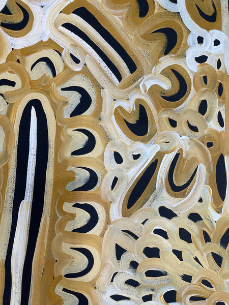 #242 Women's Body Design (Mustard)  LOUISE NUMINA : Aboriginal Art: 98x71cm
