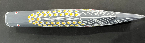#325 Hand Carved Black Barramundi - KENNY REID Aboriginal Art:  36cm x 9cm x 5cm