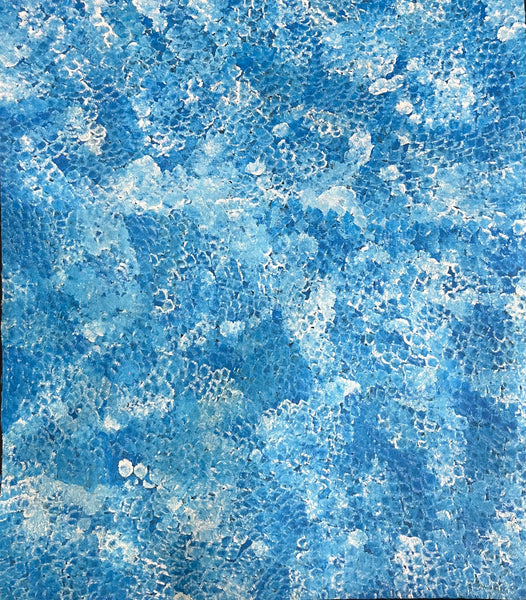 #198 Bush Plum Dreaming (Blue) - BESSIE PITJARA Aboriginal Art:  95cm x 108cm