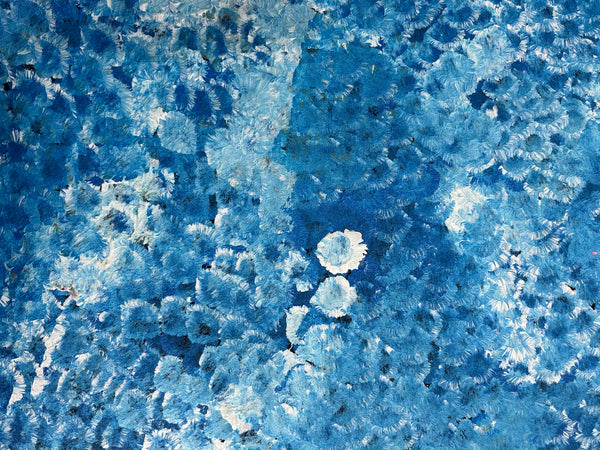 #198 Bush Plum Dreaming (Blue) - BESSIE PITJARA Aboriginal Art:  95cm x 108cm