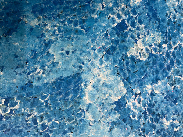 #198 Bush Plum Dreaming (Blue) - BESSIE PITJARA Aboriginal Art:  95cm x 108cm