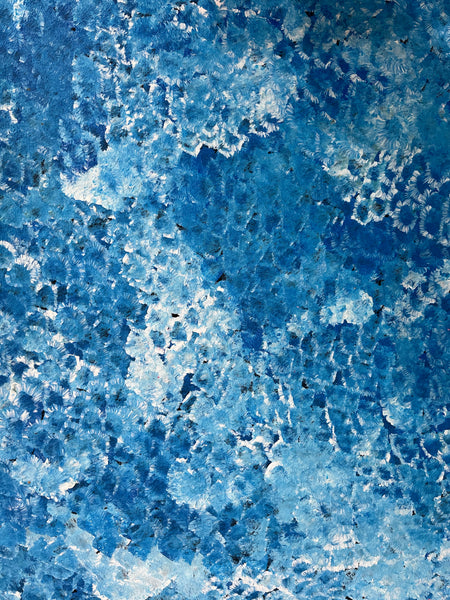 #198 Bush Plum Dreaming (Blue) - BESSIE PITJARA Aboriginal Art:  95cm x 108cm