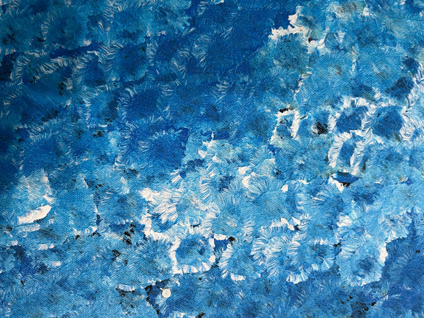 #198 Bush Plum Dreaming (Blue) - BESSIE PITJARA Aboriginal Art:  95cm x 108cm