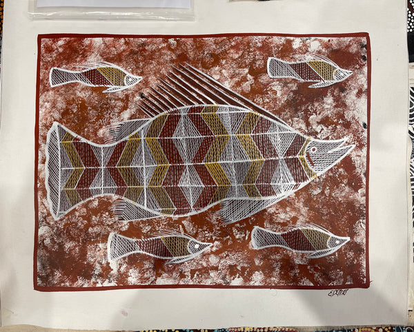 #383 Barramundi - EDDIE BLITNER : Aboriginal Art : 35x46cm