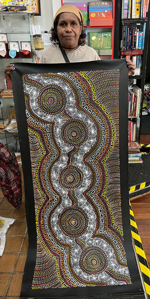 #360 Waterhole Dreaming (Sunset) - SELINA NUMINA Aboriginal Art:  62cm x 148cm