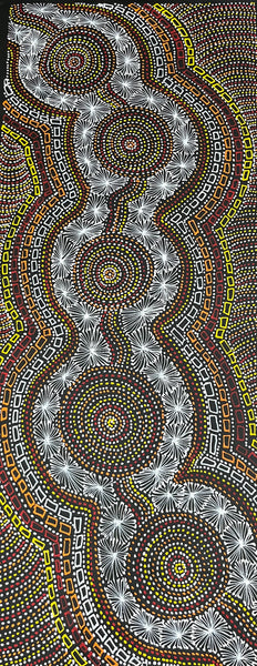 #360 Waterhole Dreaming (Sunset) - SELINA NUMINA Aboriginal Art:  62cm x 148cm