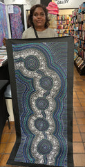 #32 Waterhole Dreaming (Blues) - SELINA NUMINA Aboriginal Art:  60cm x 150cm