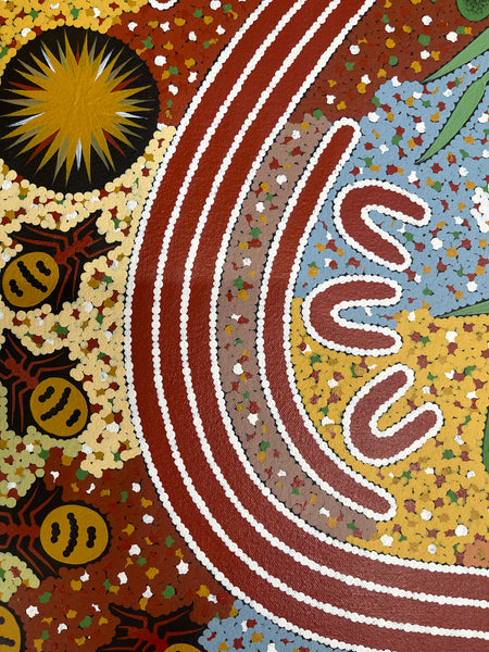 #96 Bush Tucker Dreaming - JONATHAN HOCKLEY - Aboriginal Art: 104x56cm