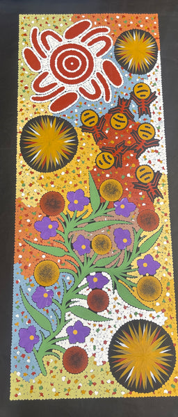 #191 Honey Ant & Bush Tomato Dreaming - JONATHAN HOCKLEY - Aboriginal Art: 27x69cm