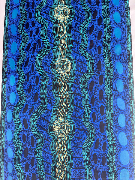 #225 Brown Dingo & Soakage -  LANITA NUMINA : Aboriginal Art: 93x148cm