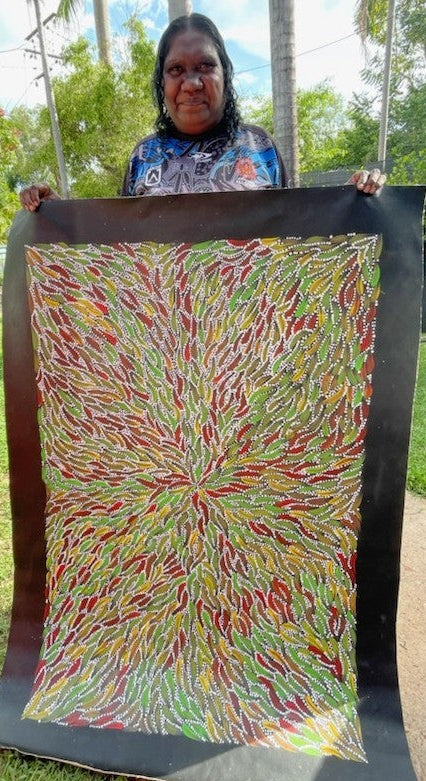 #233 Bush Medicine Leaves & Seeds (multi) - SABINA GOREY Aboriginal Art:  86cm x 127cm