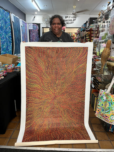 #311 Bush Medicine Seeds (Sunset) - SHARON NUMINA Aboriginal Art:  89cm x 147cm